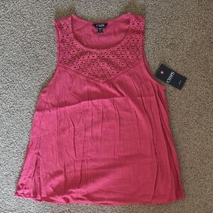 NWT Chaps With Floral Detail Sleeveless Tank Top